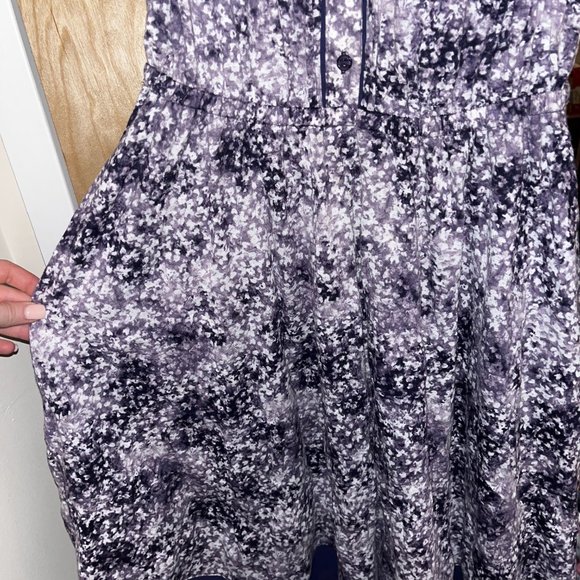 Vera Wang Sleeveless Midi Purple & White A-Line Flowered Dress - Picture 7 of 16